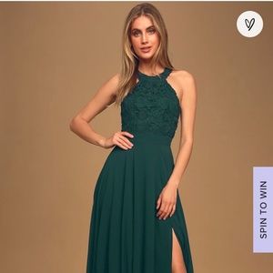 Lulus Emerald Green Lace Maxi Dress